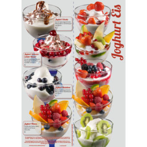 Eiskarte mit Joghurt Eis Variationen, Format 10,5 x 29,7 cm