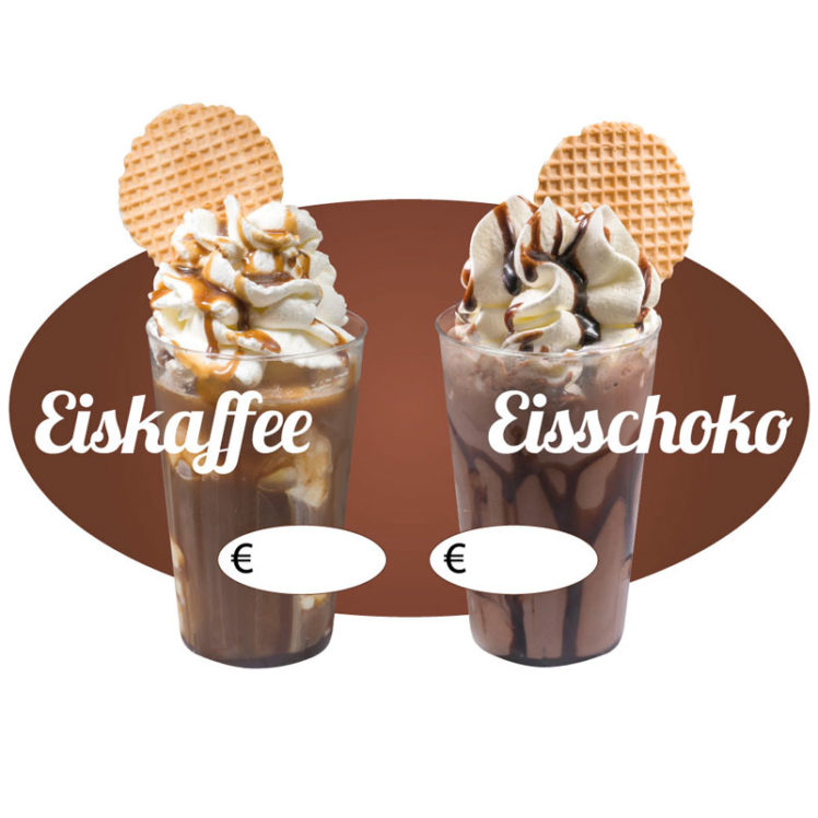Ovaler Aufkleber Motiv Eiskaffee / Eisschokolade